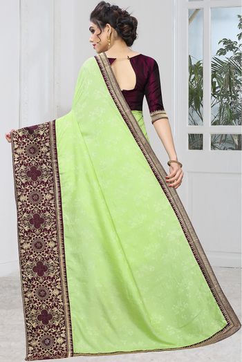 Jacquard Silk Designer Saree In Light Green Colour