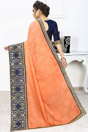 Jacquard Silk Designer Saree In Orange Colour