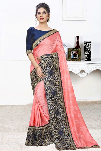 Jacquard Silk Designer Saree In Pink Colour