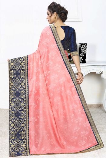 Jacquard Silk Designer Saree In Pink Colour