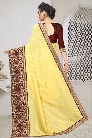 Jacquard Silk Designer Saree In Yellow Colour