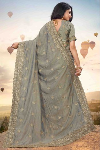 Mayo Silk Designer Saree In Grey Colour - SR1541836