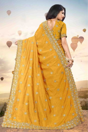 Mayo Silk Designer Saree In Mustard Colour - SR1541839