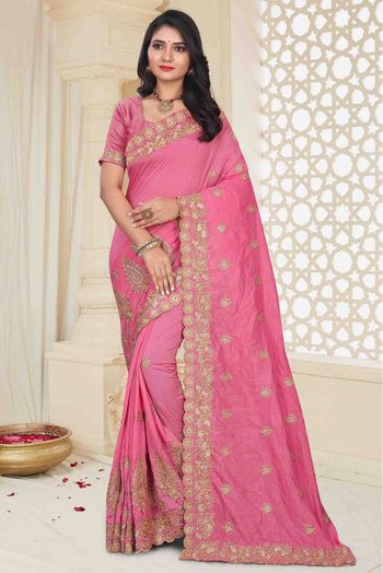 Mayo Silk Designer Saree In Pink Colour - SR1541693