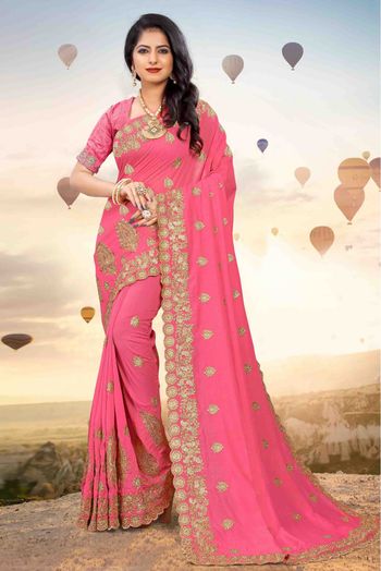 Mayo Silk Designer Saree In Pink Colour - SR1541837