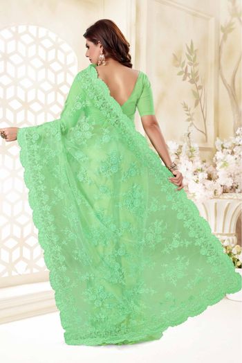 Net Designer Saree In Light Green Colour - SR4690126