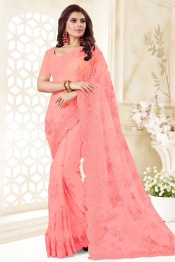 Net Designer Saree In Pink Colour - SR4690132