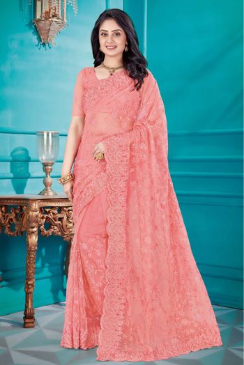 Net Designer Saree In Pink Colour - SR4690184