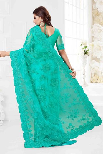 Net Designer Saree In Sky Blue Colour - SR4690128