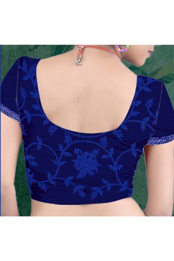 Net Embroidery Saree In Blue Colour - SR4690241