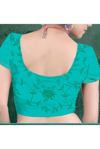 Net Embroidery Saree In Sea Green Colour - SR4690244