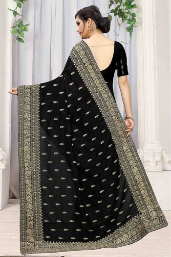 Vichitra Silk Designer Saree In Black Colour - SR4690156