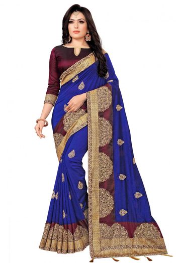 Vichitra Silk Designer Saree In Blue Colour - SR1541759