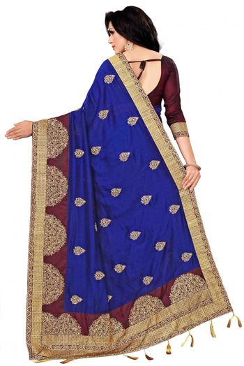 Vichitra Silk Designer Saree In Blue Colour - SR1541759