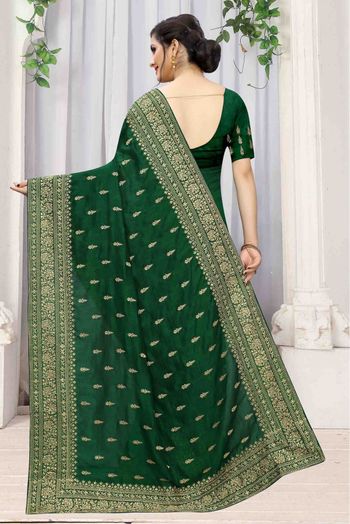 Vichitra Silk Designer Saree In Green Colour - SR4690161