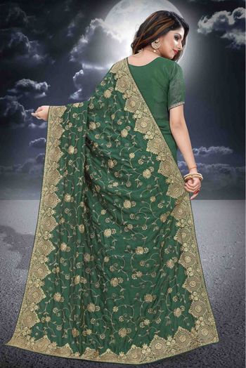 Vichitra Silk Designer Saree In Green Colour - SR4690189