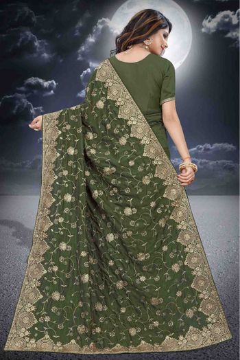 Vichitra Silk Designer Saree In Green Colour - SR4690194