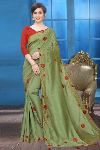 Vichitra Silk Designer Saree In Light Green Colour - SR1541712