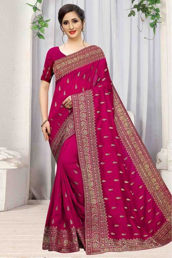 Vichitra Silk Designer Saree In Pink Colour - SR4690162