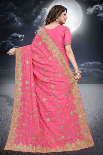 Vichitra Silk Designer Saree In Pink Colour - SR4690190