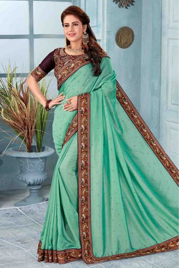 Vichitra Silk Designer Saree In Sky Blue Colour - SR1541727