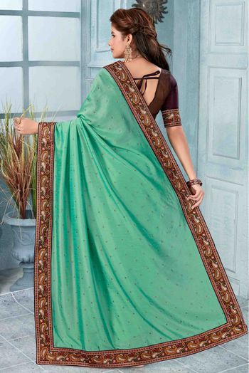 Vichitra Silk Designer Saree In Sky Blue Colour - SR1541727