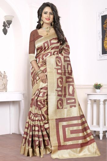 Banarasi Art Silk Woven Saree In Brown Colour - SR1542937