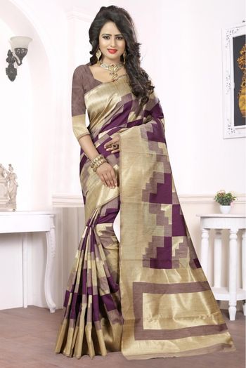 Banarasi Art Silk Woven Saree In Wine Colour