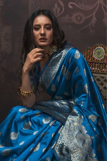 Banarasi Silk Woven Saree In Blue Colour - SR1356112