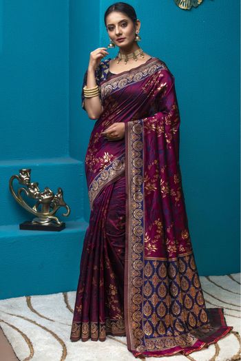 Banarasi Silk Woven Saree In Magenta Pink Colour - SR1356104