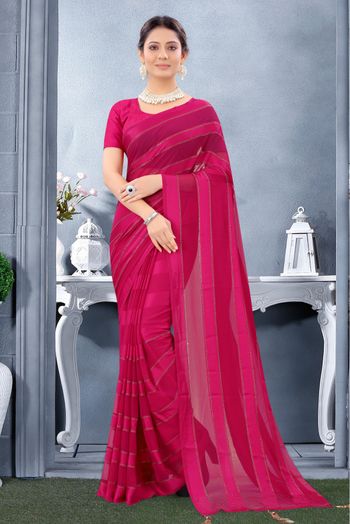 Georgette Swarovski Work Saree In Pink Colour