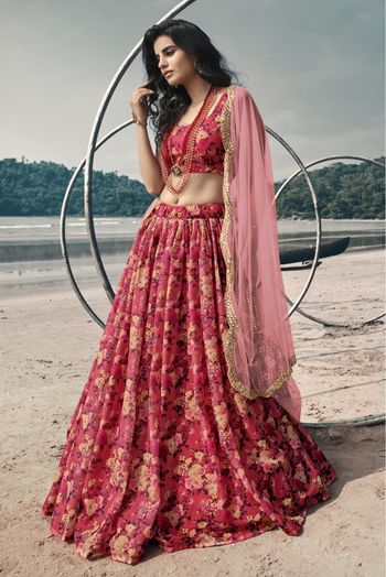 Georgette Embroidery Lehenga Choli LD054111128 In Peach Colour