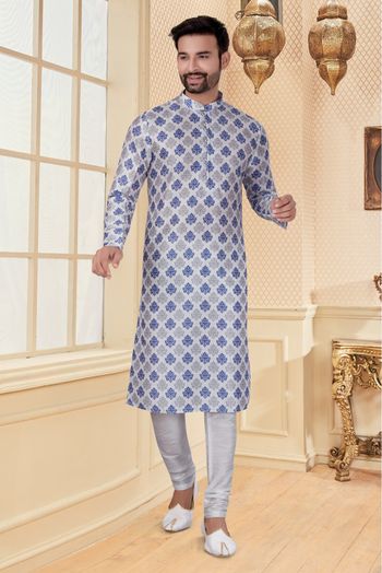 Silk Kurta Pajama In White Colour - KP4120359