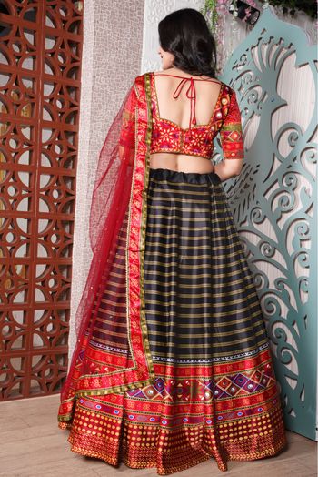 Silk Lehenga Choli In Black Colour