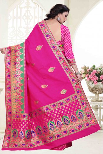 Banarasi Silk Traditional Saree In Pink Colour - SR1541515