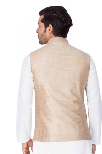 Cotton Blend Party Wear Jacket In Beige Colour