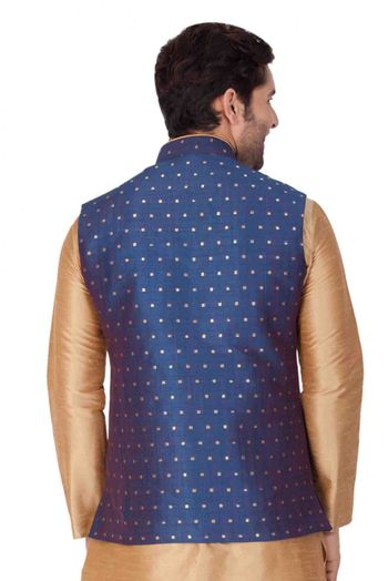 Cotton Blend Party Wear Jacket In Blue Colour