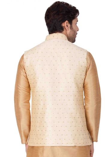 Cotton Blend Party Wear Jacket In Gold Colour - JK4350028