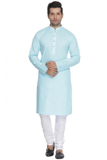 Cotton Party Wear Kurta Pajama In Blue Colour - KP4350073