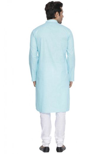 Cotton Party Wear Kurta Pajama In Blue Colour - KP4350073