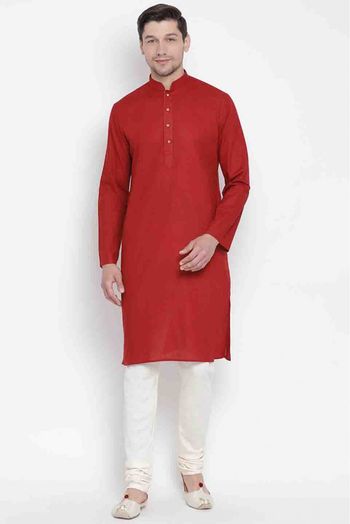 Cotton Party Wear Kurta Pajama In Maroon Colour - KP4350366