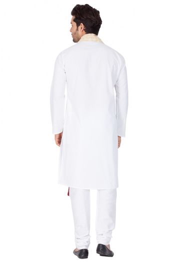 Cotton Party Wear Kurta Pajama In White Colour - KP4350248