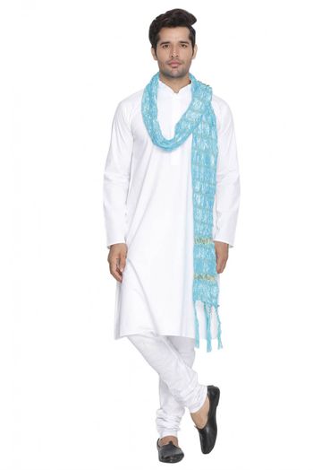 Cotton Party Wear Kurta Pajama In White Colour - KP4350249