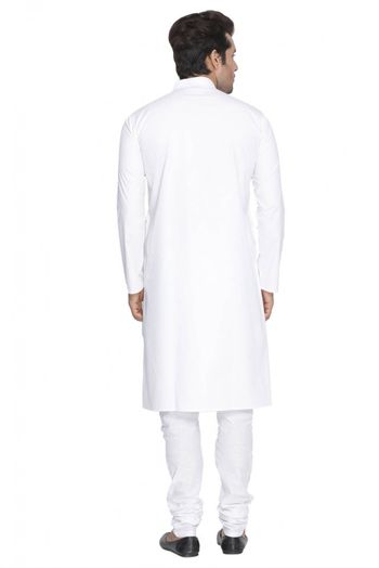 Cotton Party Wear Kurta Pajama In White Colour - KP4350250