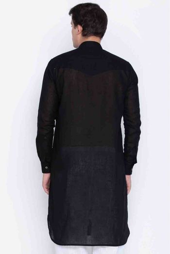 Cotton Party Wear Only Kurta In Black Colour