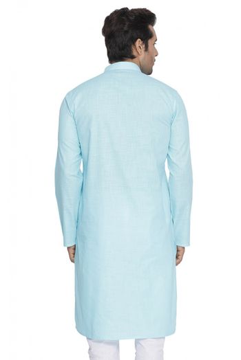Cotton Party Wear Only Kurta In Blue Colour - KP4350072