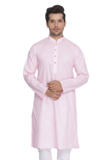 Cotton Party Wear Only Kurta In Pink Colour