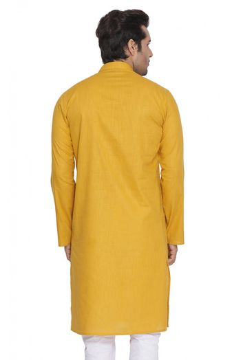 Cotton Party Wear Only Kurta In Yellow Colour