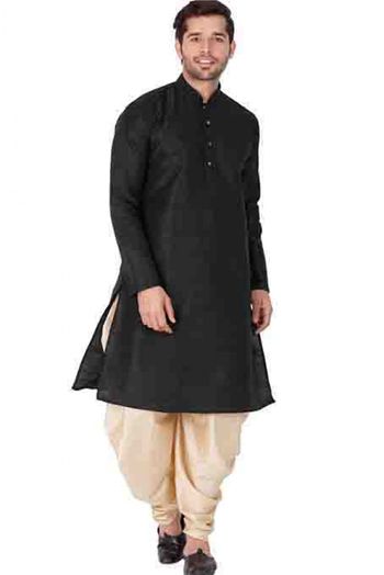 Cotton Silk Party Wear Dhoti Kurta In Black Colour - KP4350144