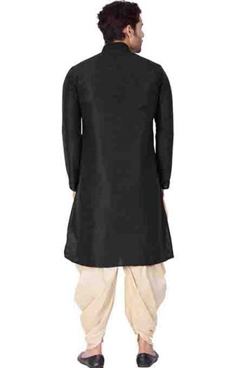 Cotton Silk Party Wear Dhoti Kurta In Black Colour - KP4350144